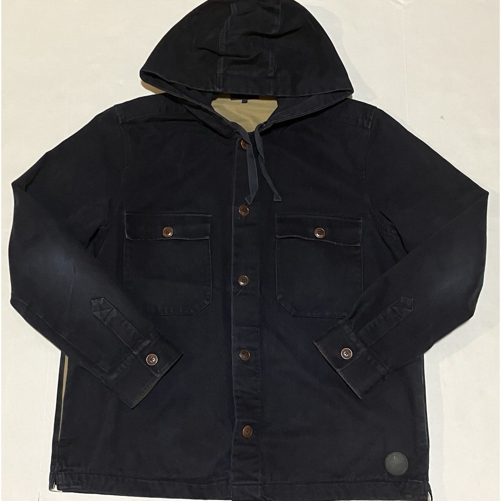 Ted Baker London Black Hoodie Pockets Jacket Size 4 Denim Heavyweight Pockets